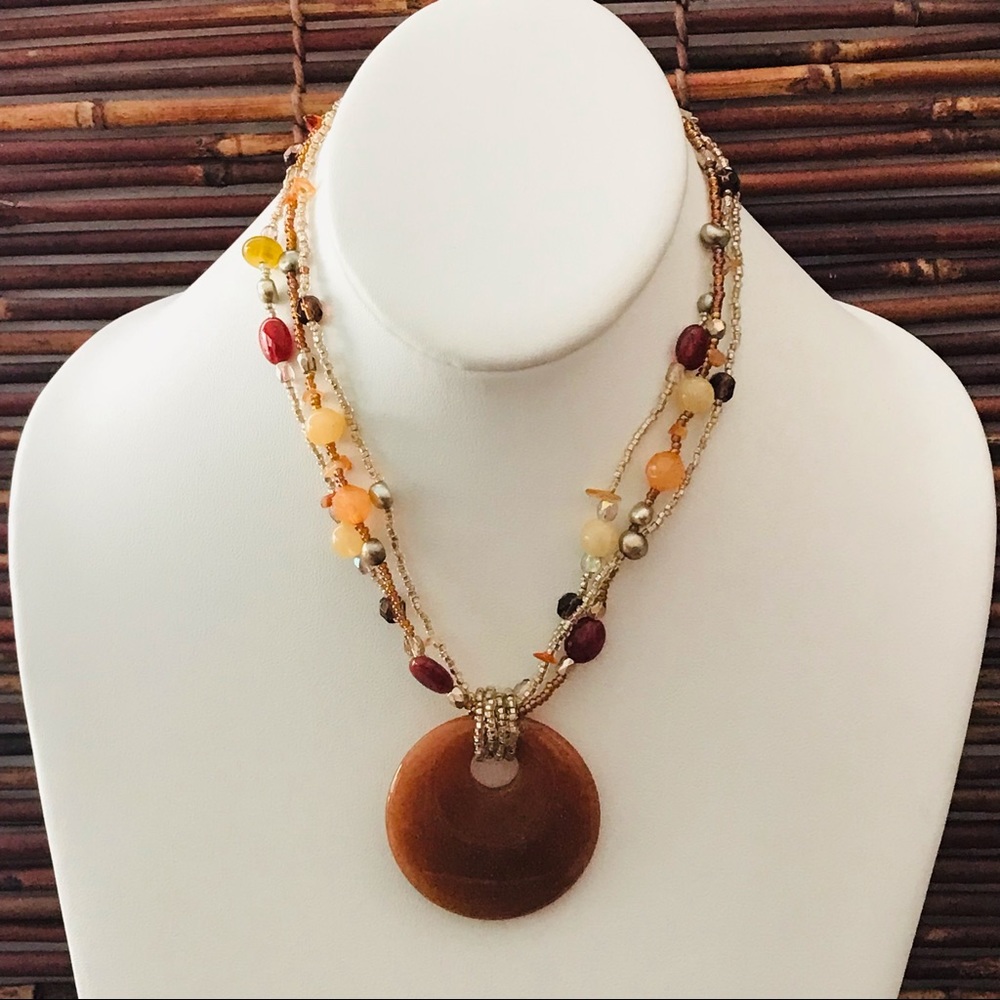 Lia Sophia Seed Bead Glass Pendant Necklace